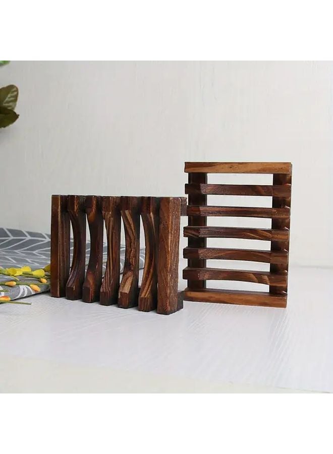 Charcoal Burning Color Wooden Soap Holder With Drainage Rustic Bathroom Soap Dish - Image 4